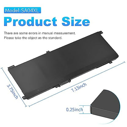 SA04XL Battery for HP Envy X360 15m-ds0011dx 15m-dr0012dx 15m-ds0xxx | for HP Envy X360 15m-dr0011dx 15m-dr0xxx 15t-dr100 15m-dr1xxx 17t-cg100 17-cg100 15M-DR 15M-DS Laptop L43267-005 L43248-AC2 - size: 7.13*3.75*0.25inch SA04XL