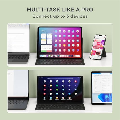 Satechi OntheGo Bluetooth Keyboard, Connect Up to 3 Devices, Tablet, Black | Adjustable stand, USB-C rechargeable battery, compact & portable, for iPad, tablet - color: Black
