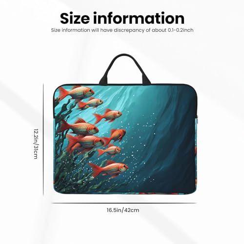 14 inch Laptop Sleeve with Handle Shockproof Laptop Bag Waterproof Computer Cover Bag Fish Aquarium Briefcase
