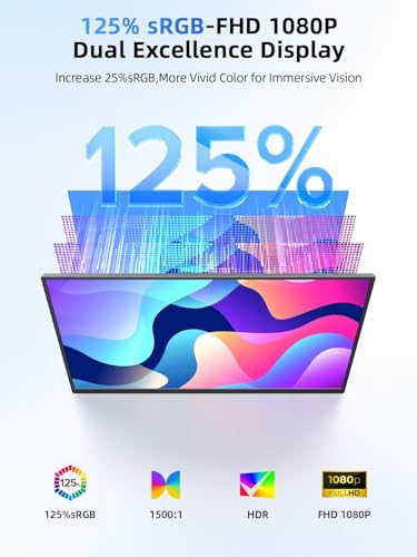 UPERFECT Portable Monitor Touchscreen 15.6 Inch 125% sRGB Travel Monitor | with Adjustable Stand, Speaker, VESA Mountable, USB-C HDMI Ultra-Slim Second Screen for Laptop MacBook Phone Game Console - size: 15.6 inch