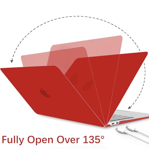 B BELK for MacBook Air 13 inch Case M1 2021 2020 2019 2018, Red | A2337 A2179 A1932, Matte Plastic Hard Shell for MacBook Air 13.3 inch Case Touch ID with Keyboard Cover & Screen Protector - color: Red