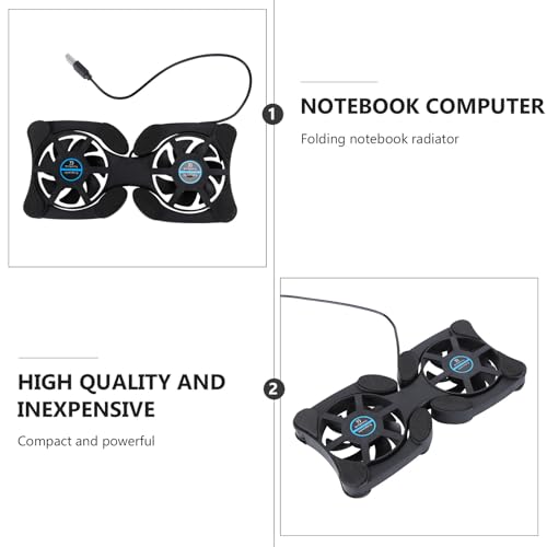 NOLITOY Portable Laptop Cooling Pad with Dual Powerful Fans Foldable Lightweight Design Anti-Slip Pads Efficient Heat Dissipation for Notebook Protection and Enhanced Performance USB
