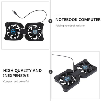 NOLITOY Portable Laptop Cooling Pad with Dual Powerful Fans Foldable Lightweight Design Anti-Slip Pads Efficient Heat Dissipation for Notebook Protection and Enhanced Performance USB