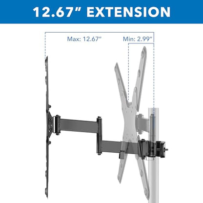 Mount-It! TV Pole Mount, Full Motion Universal TV Bracket, VESA 75x75 to 400x400, Fits TVs and Monitors 32" - 55", Clamp Fits Poles from 1.1" to 1.96", Extendable Arm, for POS, Trade Shows, Gazebo - size: 32" - 55"