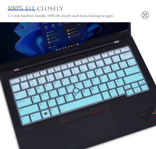 Keyboard Cover for 2024 2023 Lenovo ThinkPad E14 Gen 6/5 14",Thinkpad x1 Carbon Gen 11/10,ThinkPad T14 T14s L14 P14s Gen 4/3 (Not Fit Thinkpad T14 L14 P14s Gen 2/1, Thinkpad E14 Gen 4/3)-Gradual Mint - color: Guadual Mint