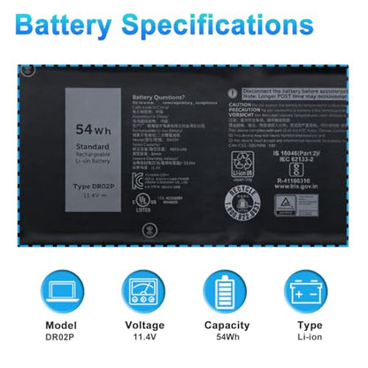 54WH DR02P R73TC Battery Replacement for Dell Latitude 3440 5440 5450 5540 5550 7455 Precision 3480 3490 3580 3590 P127F P127F001 P169G P169G001 P181G P182G Series 2X1V9 803W6 GRWKG JTG7N - size: 11.61*4.02*0.75inch DR02P