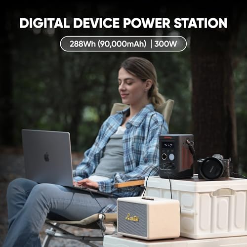 Jackery Solar Generator 300D, 288Wh LiFePO4 Portable Power Station with 40W Solar Panel, 300W DC Output, 140W USB-C Charging Cable Included, for Camping, Travel & Starlink Mini - style: E300D+40W