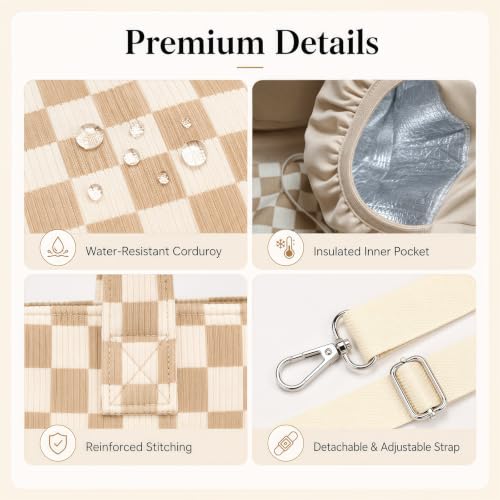 BTOOP Work Tote Bag for Women, Laptop Tote Bag With 15.6 Inch Padded Compartment, Teacher Nurse Bible Bags - color: Beige Checkered