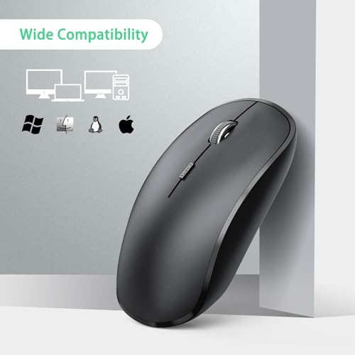 JOYACCESS Wireless Mouse for Laptop, J 2.4G Slim Portable Wireless Silent Mouse, 5 Adjustable DPI, Computer Mouse Wireless with USB Receiver for Desktop,PC,Notebook,MacBook,Chromebook (Black) - color: Black