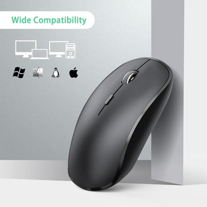 JOYACCESS Wireless Mouse for Laptop, J 2.4G Slim Portable Wireless Silent Mouse, 5 Adjustable DPI, Computer Mouse Wireless with USB Receiver for Desktop,PC,Notebook,MacBook,Chromebook (Black) - color: Black