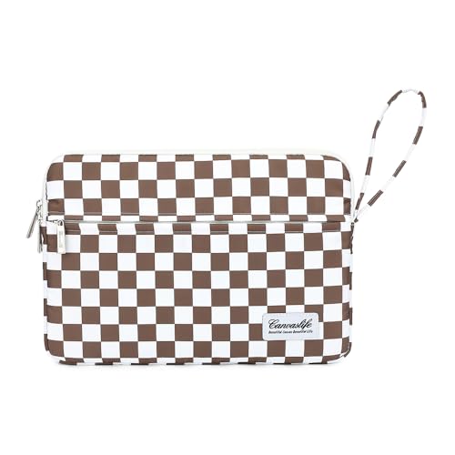 Canvaslife Laptop Sleeve Case Cover with Pocket for MacBook Pro 14 inch and 14 inch-14.4 inch HP, Lenovo, Dell, ASUS, Acer Notebook Computer (Brown Checker) - color: Brown Checker, size: 14 inch / 14.0 inch