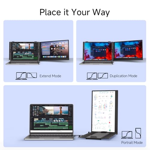 14" Laptop Screen Extender, 0.19" Ultra-Thin Laptop Monitor, Stable Damping Stand with 90° Rotation, 180° Rotation Dual Screen, Extra Compatible with Windows/Mac/Android/Switch/PS Fits 13"-17" Laptops - size: 14.1" Screen Extender