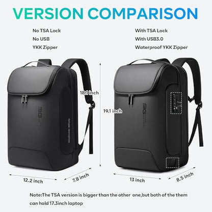 BANGE Men's Anti-Theft Backpack,Waterproof Fashion Travel Backpacks,High Tech Backpack with USB3.0 Charging Port,Business Laptop Backpack Fits 17.3 Inch Notebook… - color: Black, size: With Lock+USB