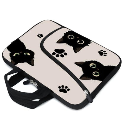 15Inch Laptop Sleeve Carrying Bag with Handle， Front Pocket for Placing Power Adapter and Mouse for men women - color: Cat-3