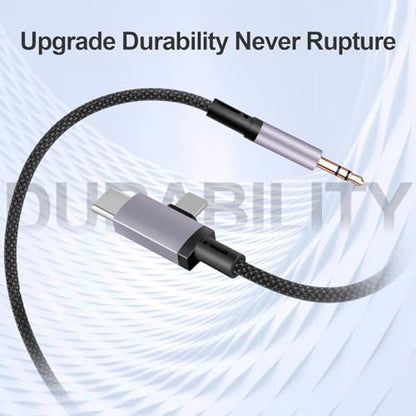 2 in 1 Lightning and USB C to 3.5mm Audio Auxiliary Jack Cable, Type C to Lightning 3.5mm Headphone Car Stereo Cable, Compatible with iPhone 16/15/14/13/12/11/X, Samsung Galaxy S24 S23 S22 S21 Note 20 - size: 3.3FT