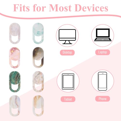 8PCS Webcam Cover Slide, Colorful&Marble Laptop Camera Cover | Slide Computer Phone Camera Covers Privacy Protector for Protect Your Visual Privacy