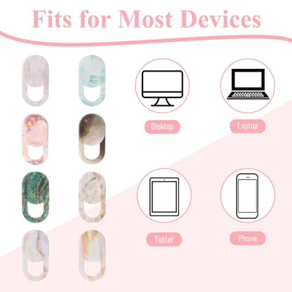 8PCS Webcam Cover Slide, Colorful&Marble Laptop Camera Cover | Slide Computer Phone Camera Covers Privacy Protector for Protect Your Visual Privacy