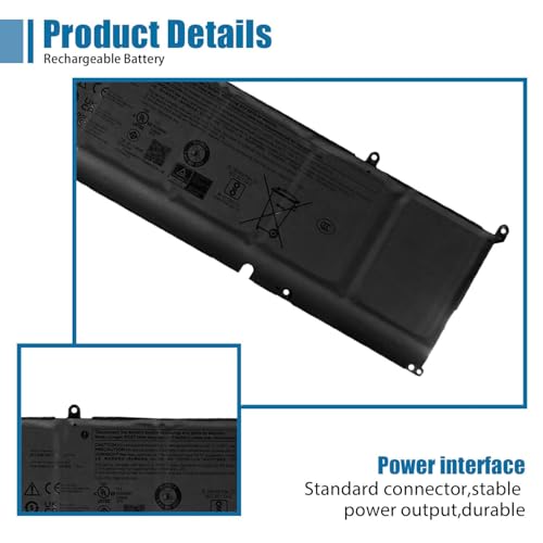 P0FWH Laptop Battery Replacement for Dell Alienware m16 R2 Inspiron 16 7640 2-in-1 Inspiron 16 Plus 7640 Series 0M9DG0 HGJCY POFWH 11.7V 90Wh 7692mAh - size: 11.84*3.32*0.33 inch P0FWH
