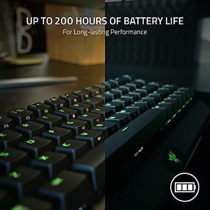 Razer BlackWidow V3 Mini HyperSpeed 65% Wireless Mechanical Gaming Keyboard: HyperSpeed Wireless Technology - Green Mechanical Switches- Tactile & Clicky - Doubleshot ABS keycaps - 200Hrs Battery Life - color: Green Switches - Tactile & Clicky, size: Blac