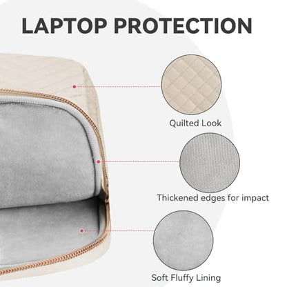 Laptop Case Bag Women Men Computer Sleeve Compatible with MacBook/Dell/HP/Acer/ASUS, Waterproof Shoulder Carrying Briefcase, Beige, 17-17.3 Inch - color: Beige, size: 17.3 Inch