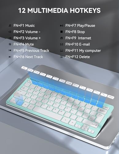 TECKNET 2.4G Wireless Keyboard - Mini Compact Keyboard with Media Hotkeys, 12-Month Battery Life, Compatible with PC, Desktop, Laptop, Smart TV - Green - color: Green