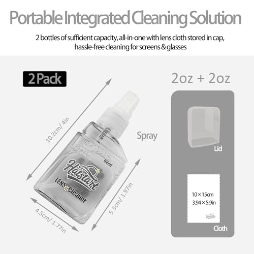 Laptop Screen Cleaner Kit: Phone Touchscreen Mist Spray and Cloth Wipes 2-Pack Grey, Hatstart Tablet Cleaning Kit for Car Display Computer TV PC Eyeglass, Compatible with iPhone, iPad, MacBook Pro - color: Grey