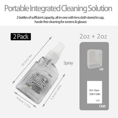 Laptop Screen Cleaner Kit: Phone Touchscreen Mist Spray and Cloth Wipes 2-Pack Grey, Hatstart Tablet Cleaning Kit for Car Display Computer TV PC Eyeglass, Compatible with iPhone, iPad, MacBook Pro - color: Grey