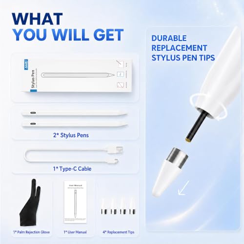 DRYMOKINI 2 Pack Universal Stylus Pens for i-OS and Android Phones & Tablets - color: White, size: 2 Pack
