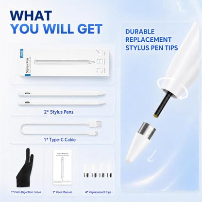 DRYMOKINI 2 Pack Universal Stylus Pens for i-OS and Android Phones & Tablets - color: White, size: 2 Pack