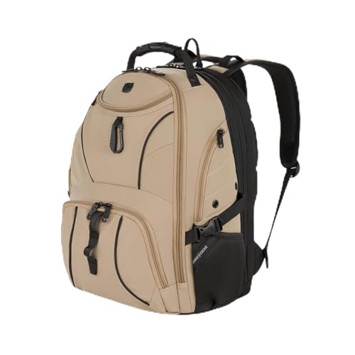 SWISSGEAR 1900 ScanSmart Laptop Backpack, Fits Most 17-Inch Laptops, TSA-Friendly Lay-Flat Design, RFID Protection, and Tablet Pocket, Black, 31L, 18.5-Inch - color: Pastel Brown