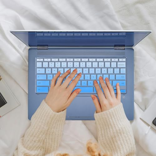 Keyboard Cover Skin for HP Chromebook 14 Laptop 14a-na 14a-ne 14a-ca 14a-na0226nr 14a-ne0013dx 14a-na0021nr 14a-na0031wm 14a-ca0030wm 14a-ca0023nr, HP Chromebook 14A G5 Keyboard Protector, Ombre Blue - color: Ombre Blue