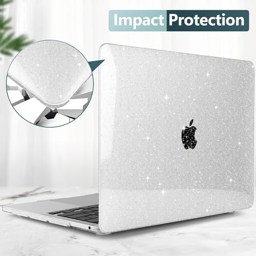 for MacBook Pro 13 inch Case 2023 2022 2021 2020 Release Model A2338 M2/M1 A2289 A2251 with Touch Bar & Touch ID, Glitter Bling Plastic Hard Shell Case & Keyboard Cover, Star Clear - color: Star Clear