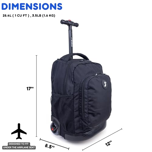 J World Sunny Rolling Backpack for Kids. Roller Bag With Wheels, Black - color: Black