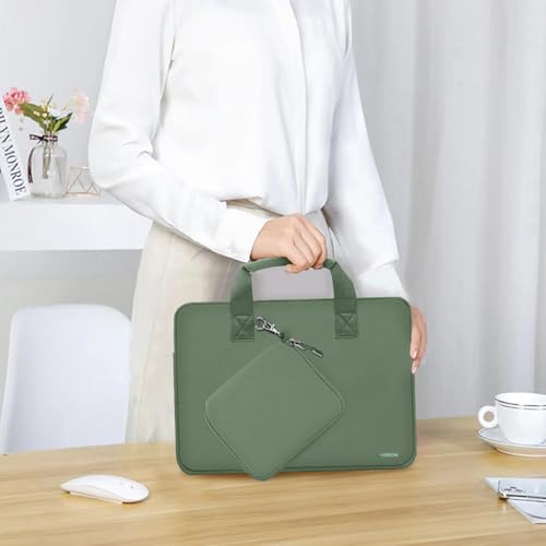 Hseok Laptop Sleeve 13.3-14 inch Case with Small Pouch, Neoprene Computer Bag Compatible with MacBook Neo/Pro 14 M5/M4/M3/M2/M1, Mac Air/Pro 13.3, XPS 14 and Most 13-14 inch Notebooks,Matcha Green - color: Matcha green, size: 13"-14"