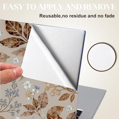 SUPERDANT Brown Wildflowers Laptop Skin Sticker Decal Leaf Universal Laptops Notebook Skin Sticker 12 13 13.3 14 15 15.4 15.6 Inches Vinyl Laptop Cover Stickers Removable Waterproof Notebook Protector - style: Brown Wildflowers