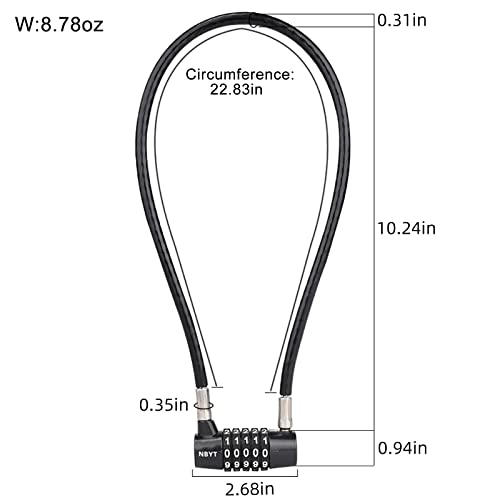 5-Digit Long Cable Locks with Combination Padlock,22" Length 5/16" Diameter,gate Locks for Outdoor Wooden Metal Backyard Fence, Reset Code,for Cabinet Door Handles, Bikes, Schools,Sheds, ski - size: 22" Cable (5/16" Diameter)