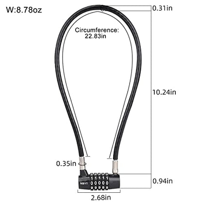 5-Digit Long Cable Locks with Combination Padlock,22" Length 5/16" Diameter,gate Locks for Outdoor Wooden Metal Backyard Fence, Reset Code,for Cabinet Door Handles, Bikes, Schools,Sheds, ski - size: 22" Cable (5/16" Diameter)