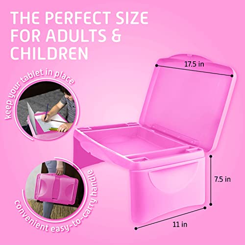 MAVOCRAFT Foldable Kids Lap Tray with Storage - Portable Lap Desk Kids & Adults - Kids Lap Desk for Breakfast in Bed, Serving Tray, Car Desk & Gaming (Pink) - color: Pink