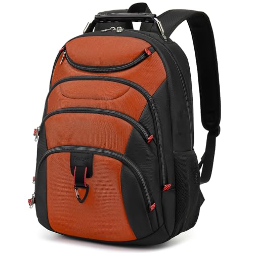 Boavan Laptop Backpack for men, 15.6 inch Laptop Bag with USB Port, Waterproof Travel Work Backpack Purse, Anti-Theft Teacher Nurse Doctor Casual Bookbags Office Business backpack，Deep Orange Black - color: Deep Orange Black, size: 15.6