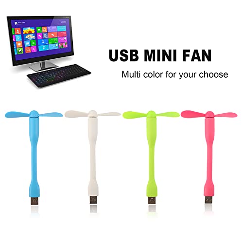 Sokelinn-six USB Flexible Fan, Mini Portable Cooling Fans USB Powered for Power Bank Laptop PC AC Charger - 2 Pack (Green) - color: Green