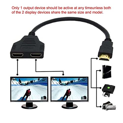 JSER HDMI Male to 2 HDMI Female 1 in 2 Out Splitter Cable Adapter Converter Single Male to Dual Female Y Switch Extension HDTV Cord - style: HDMI to HDMI+HDMI