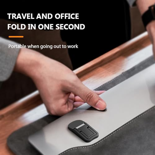 2PCS Metal Mini Foldable Laptop Stand, Portable Computer Keyboard Riser with 2 Adjustable Angles, Self-Adhesive Invisible Notebook Stand and Keyboard Lift for Desk (Silver) - color: Silver
