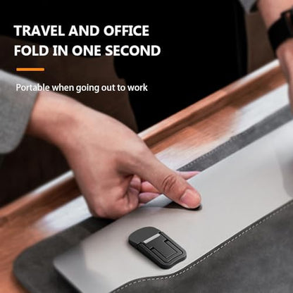 2PCS Metal Mini Foldable Laptop Stand, Portable Computer Keyboard Riser with 2 Adjustable Angles, Self-Adhesive Invisible Notebook Stand and Keyboard Lift for Desk (Silver) - color: Silver