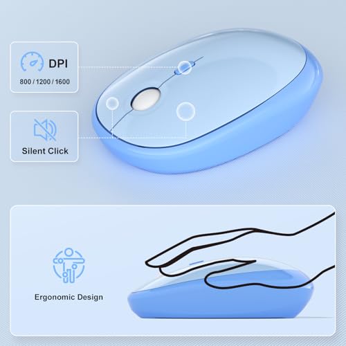 MOFII Wireless Keyboard and Mouse Combo, Full Size 2.4G Retro Round Computer Keyboard and Mouse Set, Plug and Play, for Windows, Computer, Desktop, PC, Notebook - (Blue Gradient) - color: Blue Gradient