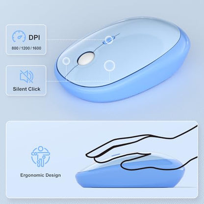 MOFII Wireless Keyboard and Mouse Combo, Full Size 2.4G Retro Round Computer Keyboard and Mouse Set, Plug and Play, for Windows, Computer, Desktop, PC, Notebook - (Blue Gradient) - color: Blue Gradient