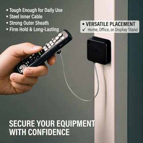 4 Pack 6.5ft Retractable Remote Control Safety Lock Tether, Remote Finder Lanyard with Adjustable Locking Leash for TV Remote, Gaming Controller, Tablet – Keep Remote Secure Within Reach