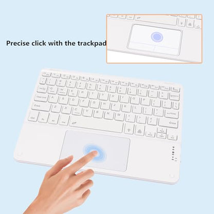 Wireless Backlit Bluetooth Keyboard with Touchpad,10 inch Ultra Slim 7Colors Backlit Portable Rechargeable Keyboard with Trackpad for IPad/IPad Pro iOS Android Tablets Windows Laptop PC(White) - color: white