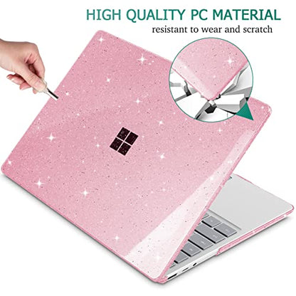 Mektron Glitter 2023 Microsoft Surface Laptop GO 3 Case 12.4" Compatible with Go 2/1 Laptop Cover 2022-2020 Releases Model 1943/2013 Plastic Hard Shell Case with Screen Protector, Sparkle Pink - color: Sparkle Pink
