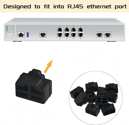 20Pcs Silicone RJ45 Anti-Dust Covers - Black, Dust-Proof, Compatible with Computer, Router, Switch, TV RJ45 Ports - size: RJ45