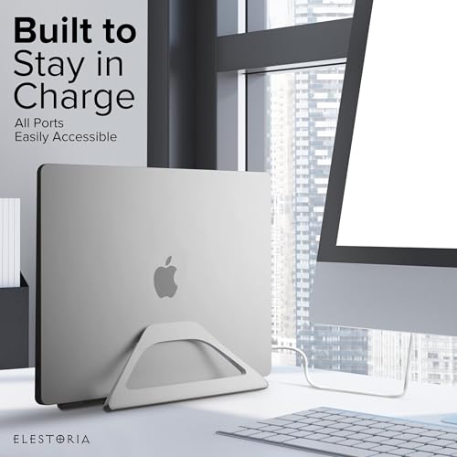 Aluminum Vertical Laptop Stand with Gravity Auto-Lock – Adjustable Laptop Holder Vertical fits MacBook Pro/Air, Chromebook & Gaming Laptops up to 17.3" – Space-Saving Desktop Dock - Silver - color: Silver
